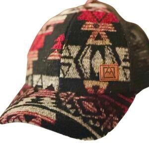 Aztec Pattern Hat Unisex Adjustable Black Red Southwest Western Boho